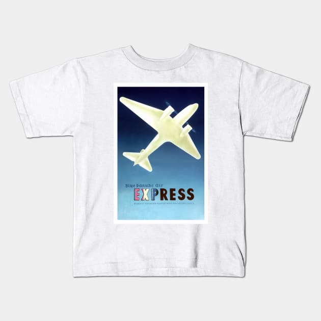 Blue Danube Air Express Vintage Poster 1936 Kids T-Shirt by vintagetreasure